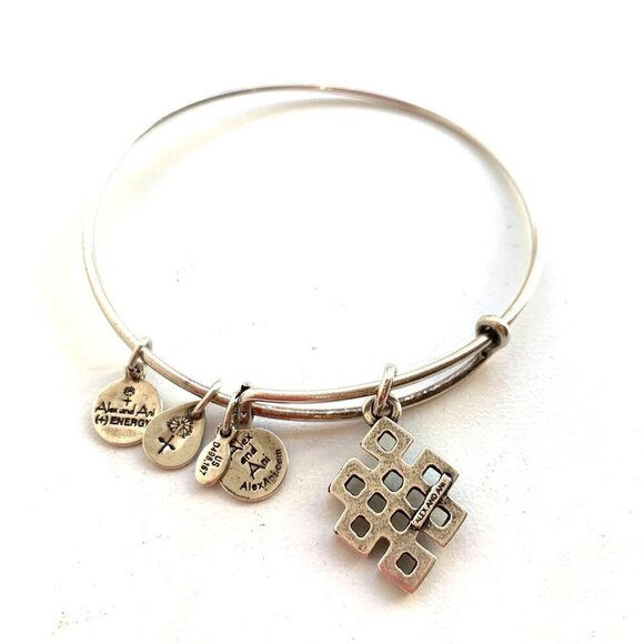 Alex and Ani Endless Knot Charm Bracelet Silver Finish - Expands 2"- 3.5" - Picture 2 of 2